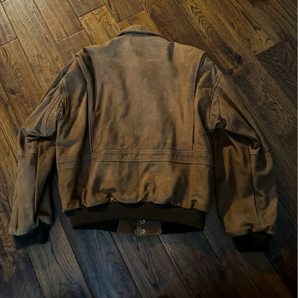 SAXON SAXON LEATHER FRITO LAY Suede Men's Brown Leather Jacket Size M